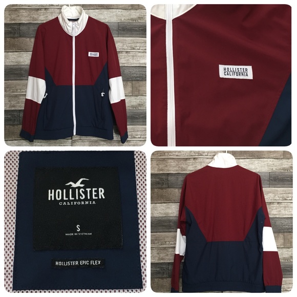 Hollister Epic Flex Color Block Windbreaker Jacket Men’s S Red Blue White - Picture 1 of 8